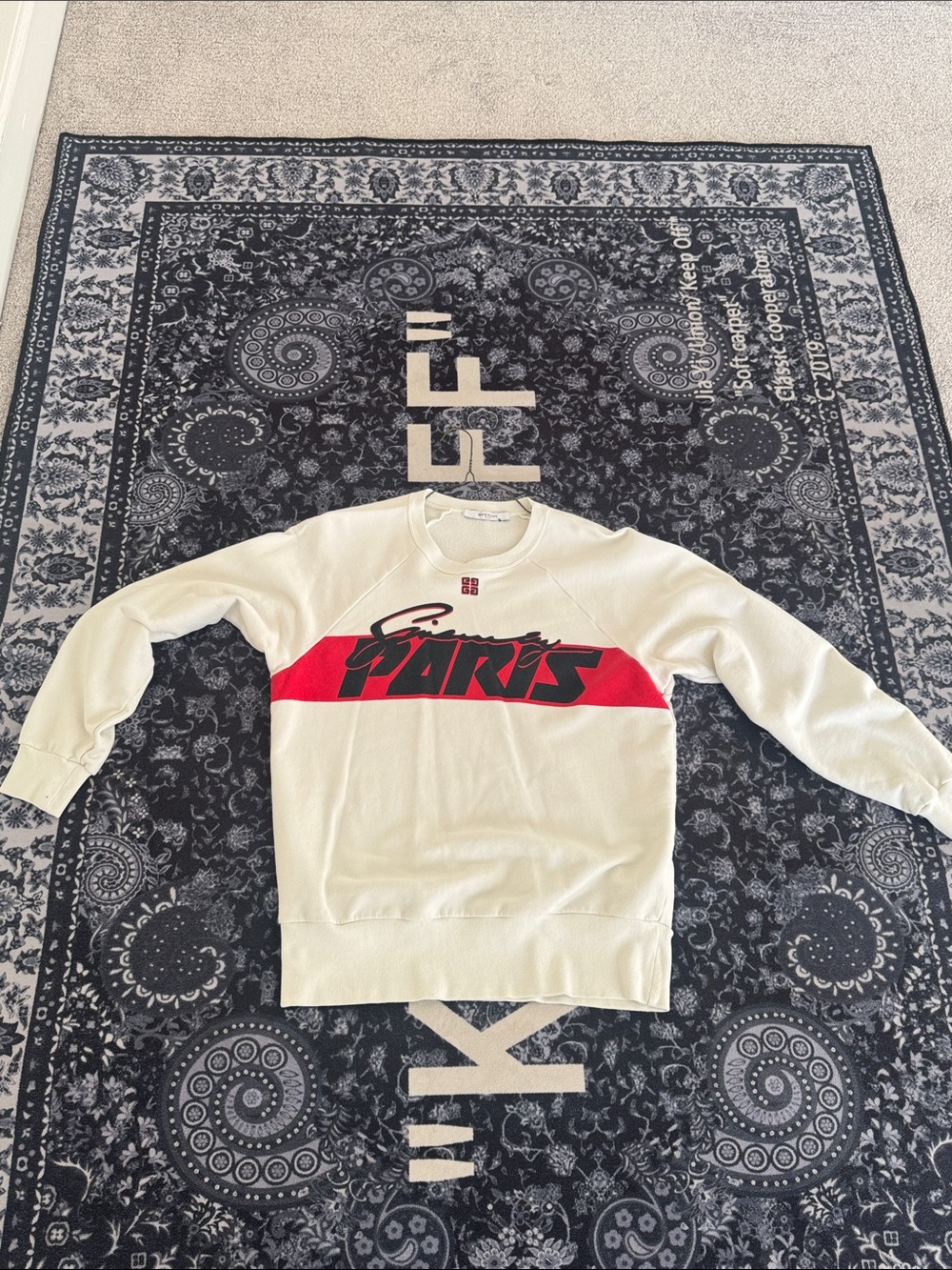 Givenchy Cream Crewneck Sweater with Red 'Paris' Graphic